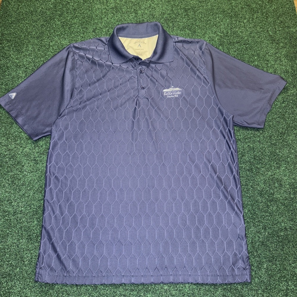 Antigua Bella Vista Country Club Polo Men's Desert Dry Size Large Blue V26